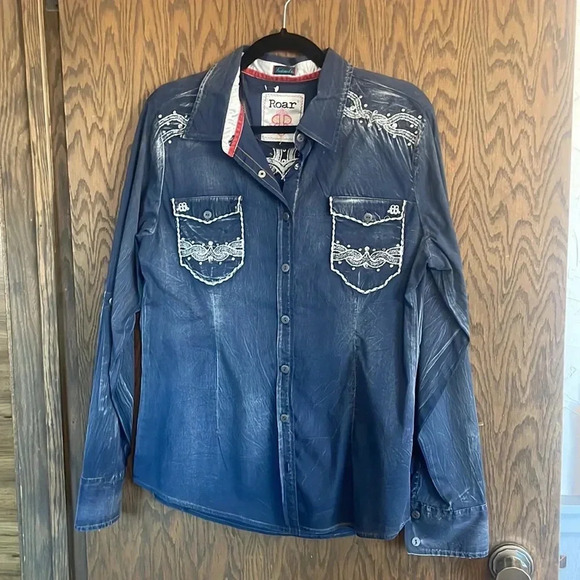 Navy Roar Western Tumbleweed‎ Shirt L - Picture 1 of 6